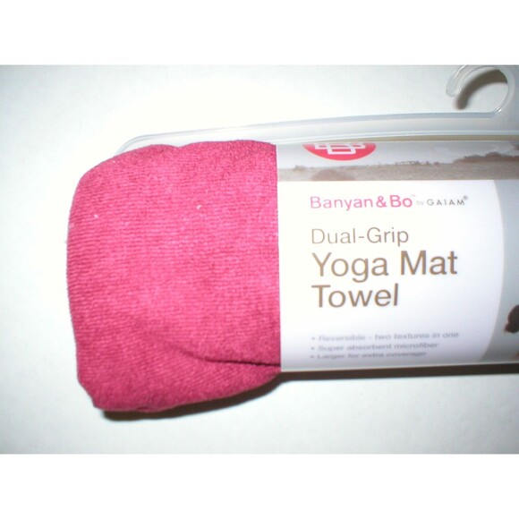 New Mat Towel Fast Drying Hot Yoga Pilates Banyan & Bo Dark Red Gray Absorbent - Picture 3 of 5